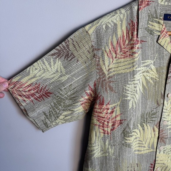 Men's Linen Blend Tropical Button Short Sleeve Dad Shirt Small Vintage Club Room - Picture 2 of 14